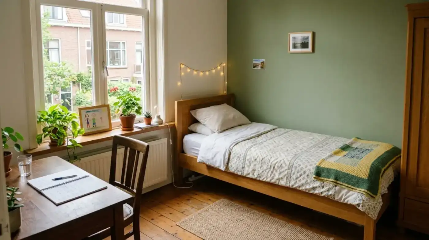 Slaapkamer in een kleinschalige jeugdhulplocatie na uithuisplaatsing