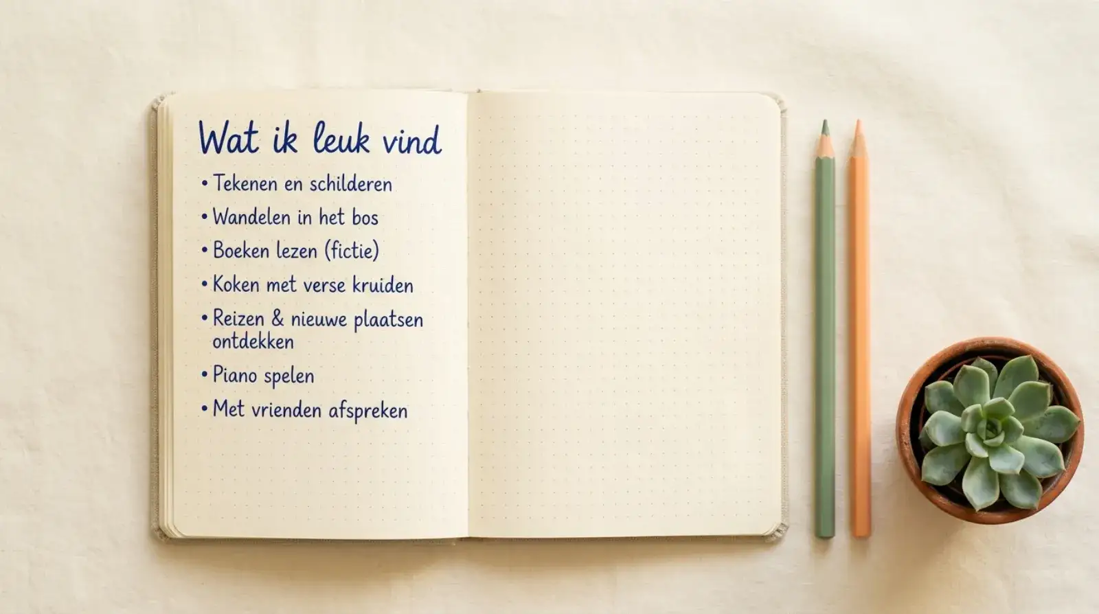 Schrift met handgeschreven doelen voor een onderwijstraject